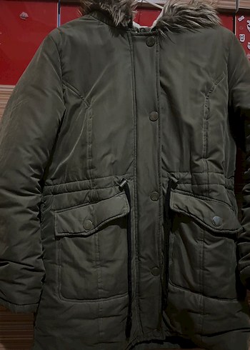 Haki Kürklü Kadın Kışlık Mont - Görsel 3