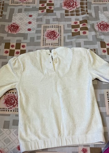 Beyaz Örgü Kız Bebek Takımı Uzun Kollu - Görsel 6