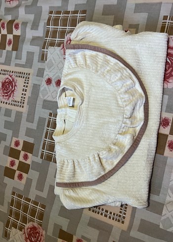 Beyaz Örgü Kız Bebek Takımı Uzun Kollu - Görsel 7