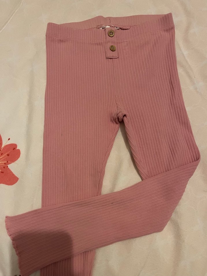 Düğmeli Pembe Kız Çocuk tayt - Görsel 2