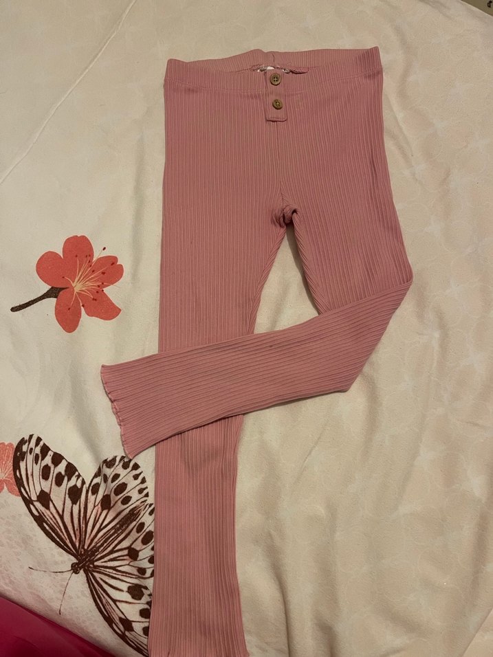 Düğmeli Pembe Kız Çocuk tayt - Görsel 3