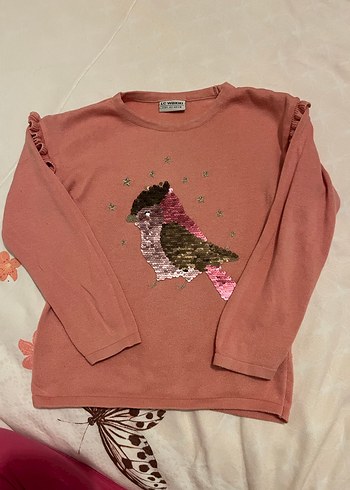 Kız Çocuk Pembe Uzun Kollu Triko Tişört - Görsel 2