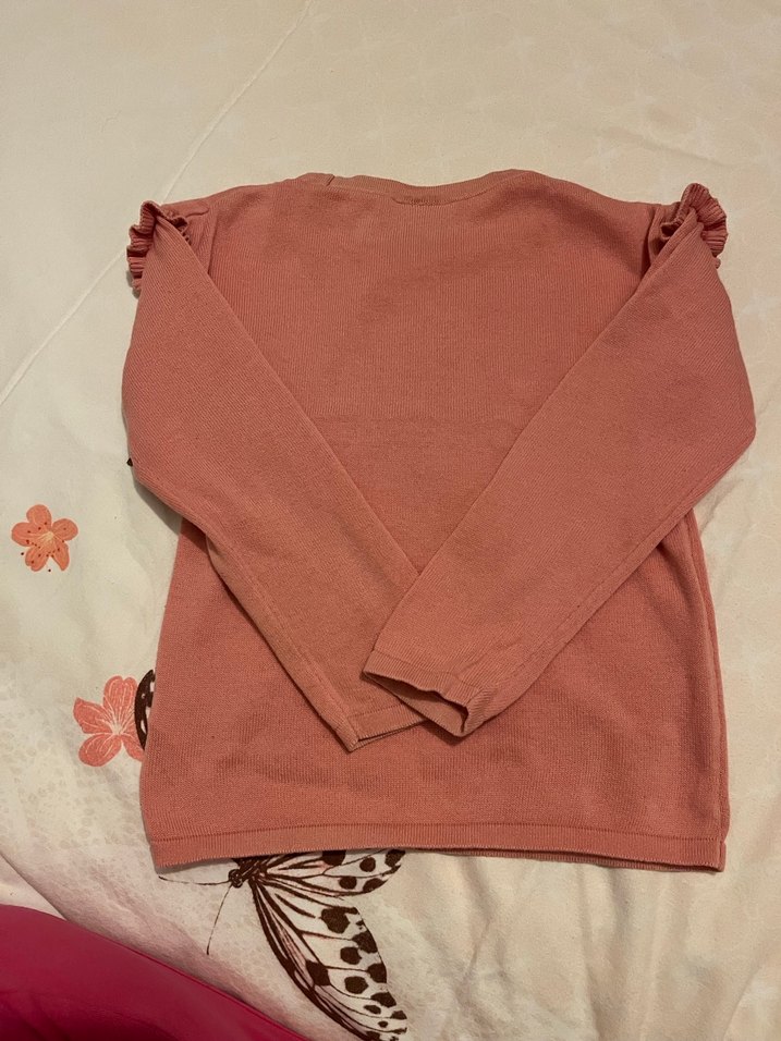 Kız Çocuk Pembe Uzun Kollu Triko Tişört - Görsel 3