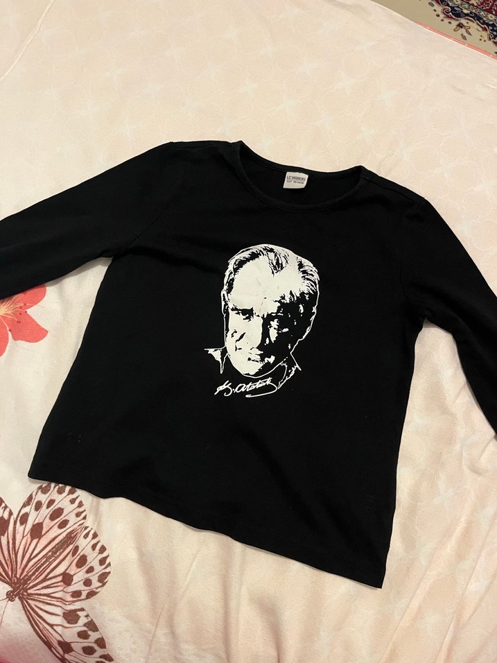Siyah Atatürk Baskılı Tişört - Görsel 3