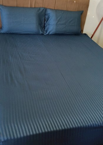 Lacivert Çizgili Nevresim ve Çarşaf Takımı