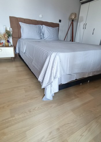 Beden beyaz Renk Gri Çizğili pamuk saten Nevresim Takımı