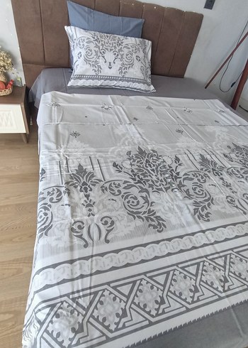 Gri Nakışlı Yatak Örtüsü Nevresim takımı - Görsel 3