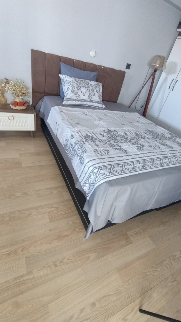 Gri Nakışlı Yatak Örtüsü Nevresim takımı - Görsel 2