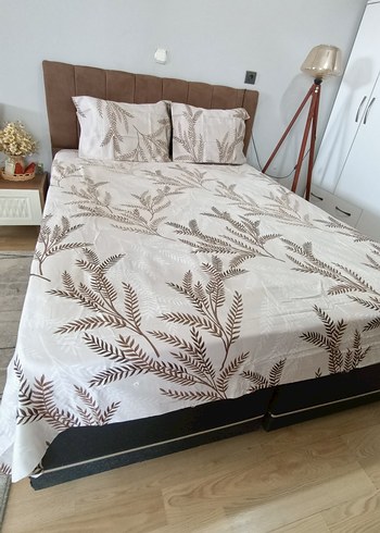 Kahverengi krem Pamuk saten Nevresim takımı - Görsel 2