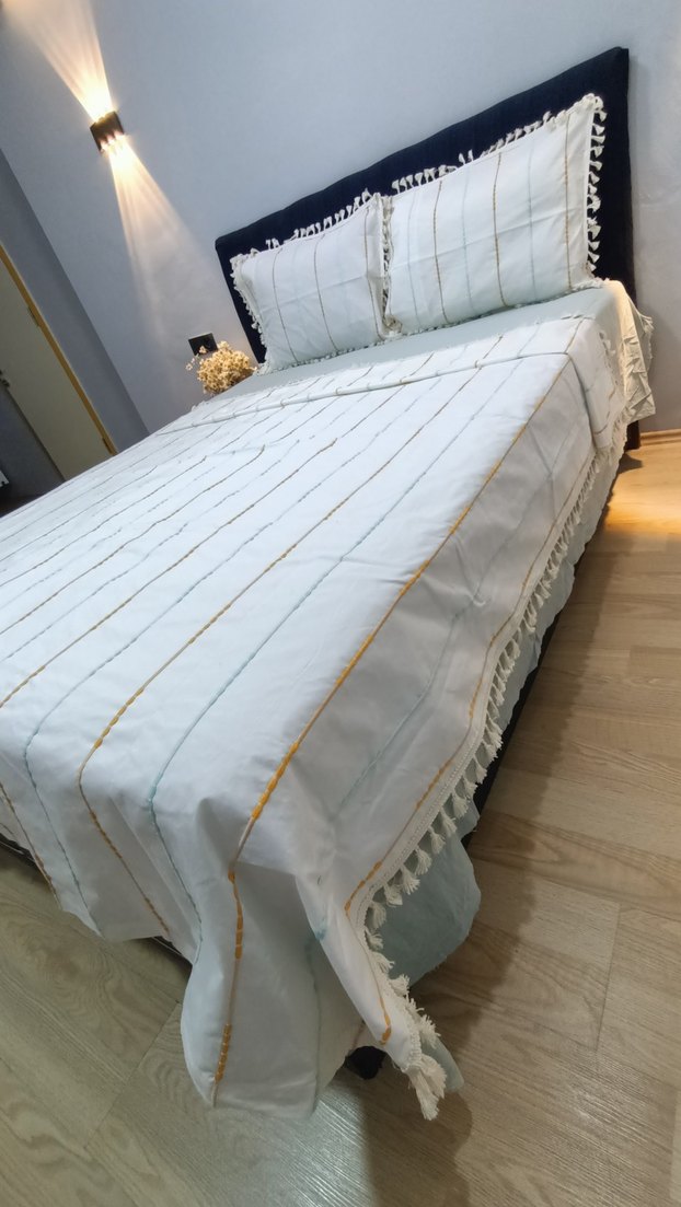 Patlatmalı püsküllü Nevresim takımı. @teras_dikimevi - Görsel 4