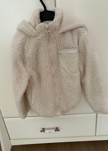 Beyaz Kapüşonlu zara marka orjinal kız çocuk Peluş Ceket