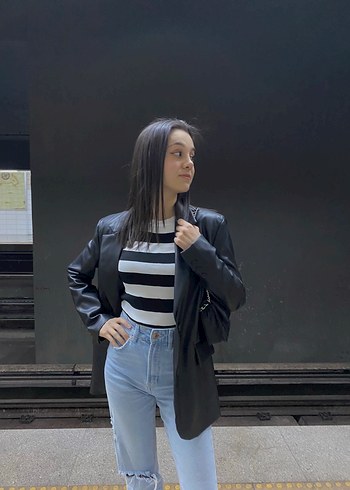 Bershka deri blazer