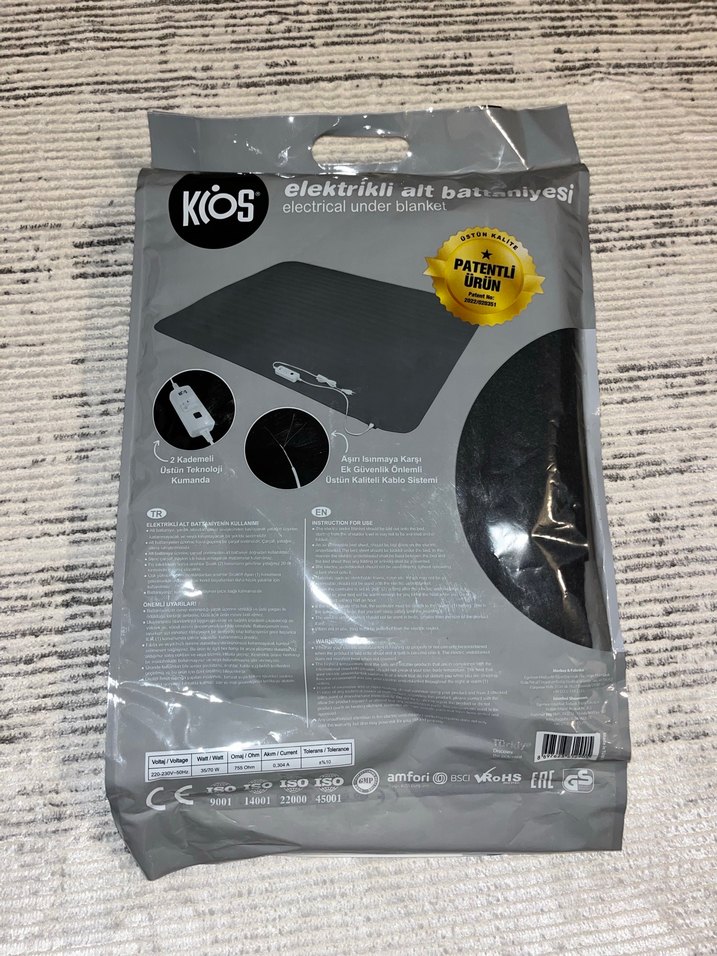KİOS Gri Elektrikli Alt Battaniye 120x150 cm - Görsel 2