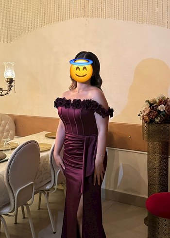 Mürdüm Straplez Uzun Abiye Elbise - Görsel 2