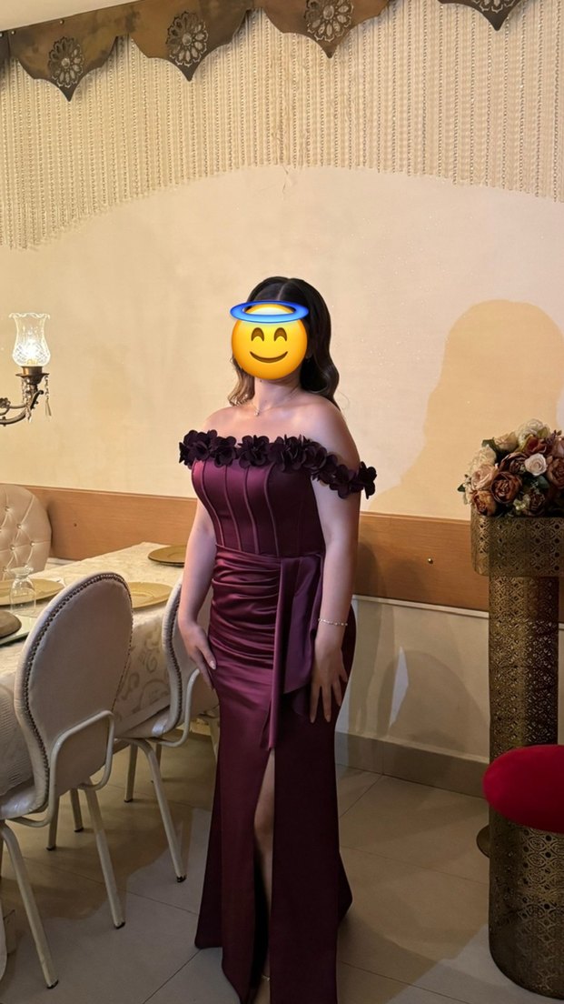 Mürdüm Straplez Uzun Abiye Elbise - Görsel 2