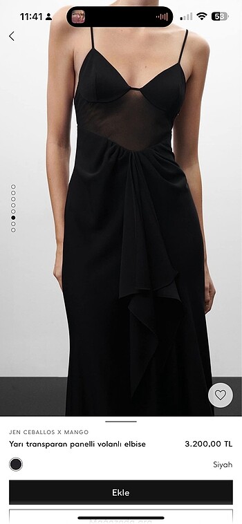 s Beden siyah Renk Mango Jen Ceballos koleksiyonu elbisesi