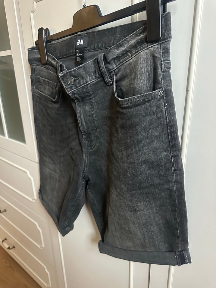Gri Erkek Kısa Denim Şort - Görsel 4