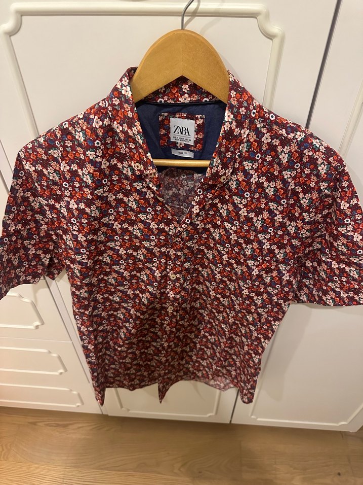 Renkli Çiçek Desenli Kısa Kollu Erkek Gömlek - Görsel 2