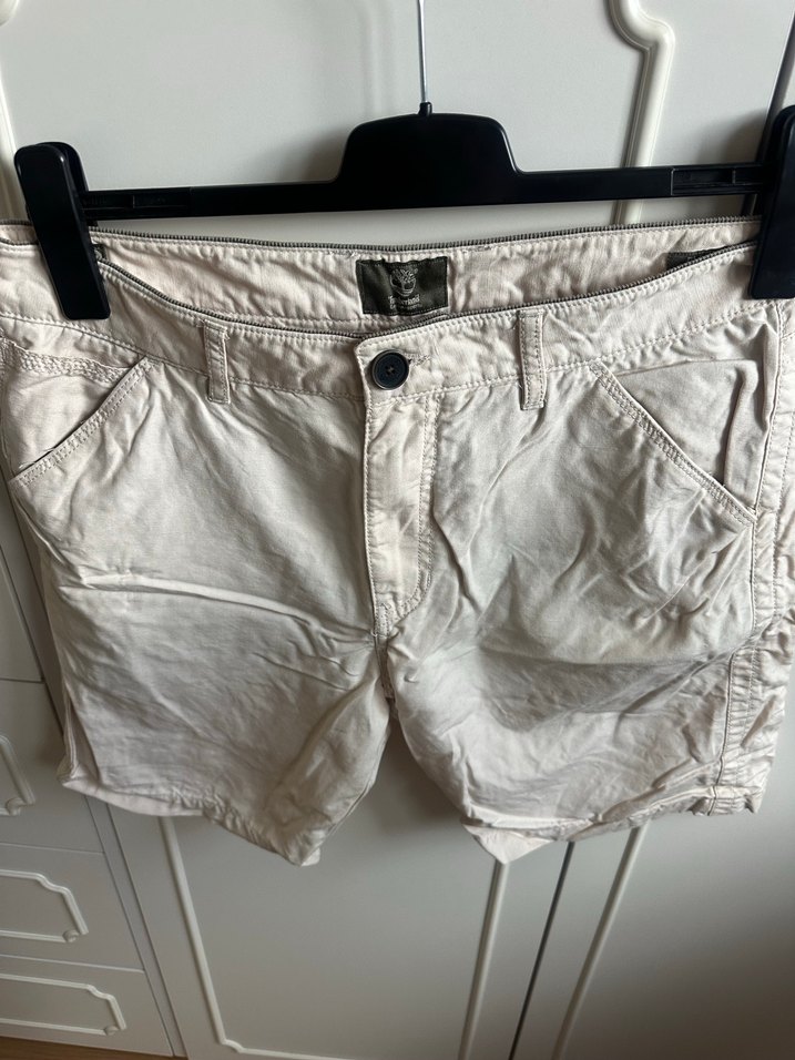 Timberland Bej Keten Erkek Şort, Rahat Kesim - Görsel 5