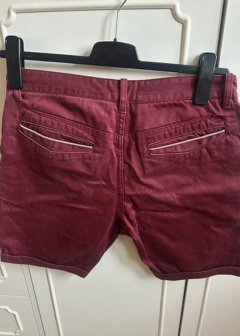 Bordo Kemerli Erkek Mini Şort - Görsel 7
