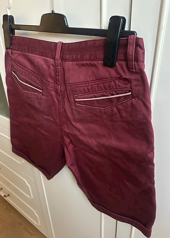Bordo Kemerli Erkek Mini Şort - Görsel 8