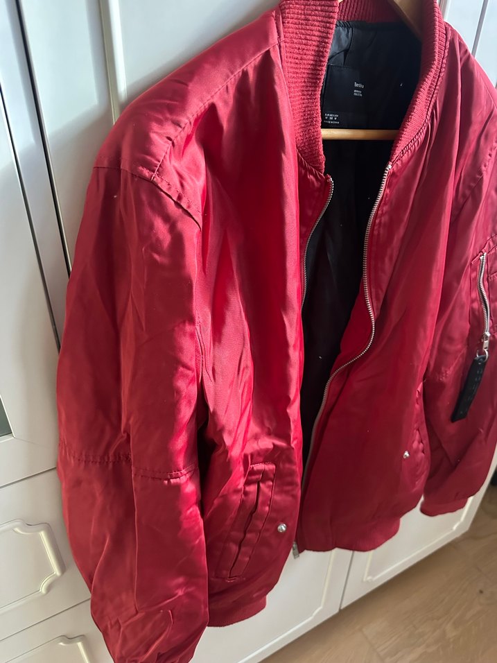 Erkek Kırmızı Street Wear Bomber Ceket - Görsel 5