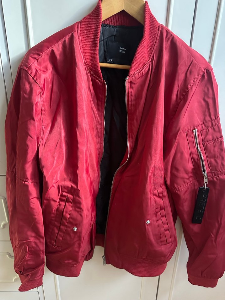 Erkek Kırmızı Street Wear Bomber Ceket - Görsel 3