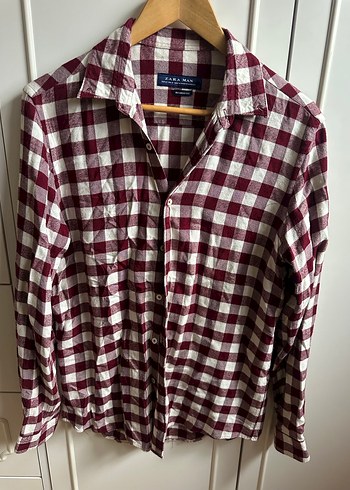 Bordo Kareli Uzun Kollu Pamuk Gömlek - Görsel 3