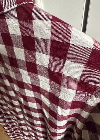 Bordo Kareli Uzun Kollu Pamuk Gömlek - Görsel 8