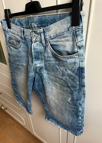 H&M Erkek Kot Şort, Dar Kesim, Mavi-Gri - Görsel 4