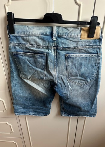 H&M Erkek Kot Şort, Dar Kesim, Mavi-Gri - Görsel 7