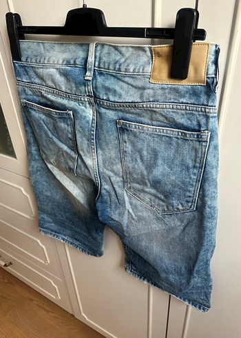 H&M Erkek Kot Şort, Dar Kesim, Mavi-Gri - Görsel 8