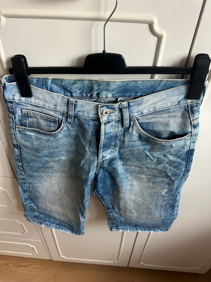 H&M Erkek Kot Şort, Dar Kesim, Mavi-Gri - Görsel 2