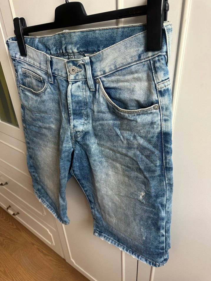 H&M Erkek Kot Şort, Dar Kesim, Mavi-Gri - Görsel 4