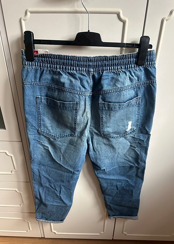 Tommy Erkek Mavi Belden Bağlamalı Bol Kesim Denim Pantolon - Görsel 7