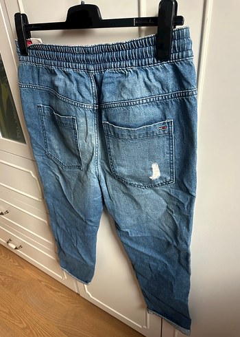 Tommy Erkek Mavi Belden Bağlamalı Bol Kesim Denim Pantolon - Görsel 8
