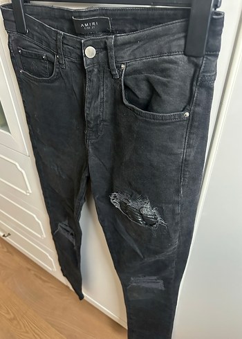 Amiri Siyah Rahat Kesim Yırtık erkek Kot Pantolon - Görsel 3