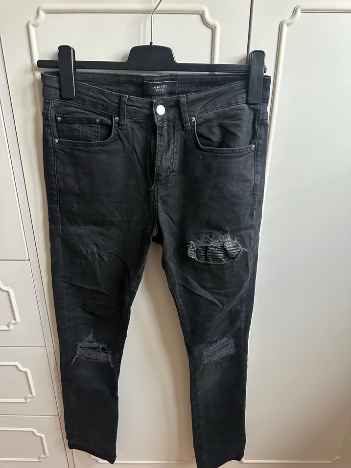 Amiri Siyah Rahat Kesim Yırtık erkek Kot Pantolon - Görsel 2