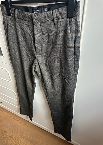 Gri erkek Kumaş Pantolon - Midi, Kemerli - Görsel 4