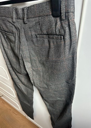 Gri erkek Kumaş Pantolon - Midi, Kemerli - Görsel 8