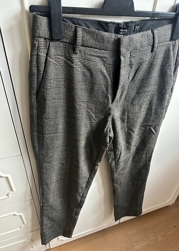 Gri erkek Kumaş Pantolon - Midi, Kemerli - Görsel 5