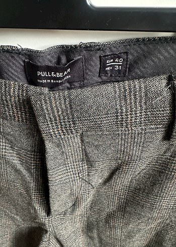 Gri erkek Kumaş Pantolon - Midi, Kemerli - Görsel 6