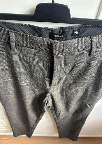 Gri erkek Kumaş Pantolon - Midi, Kemerli - Görsel 3