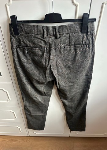 Gri erkek Kumaş Pantolon - Midi, Kemerli - Görsel 7