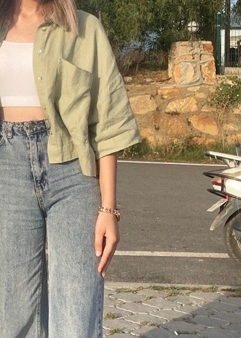 Yeşil yarasa kol gömlek