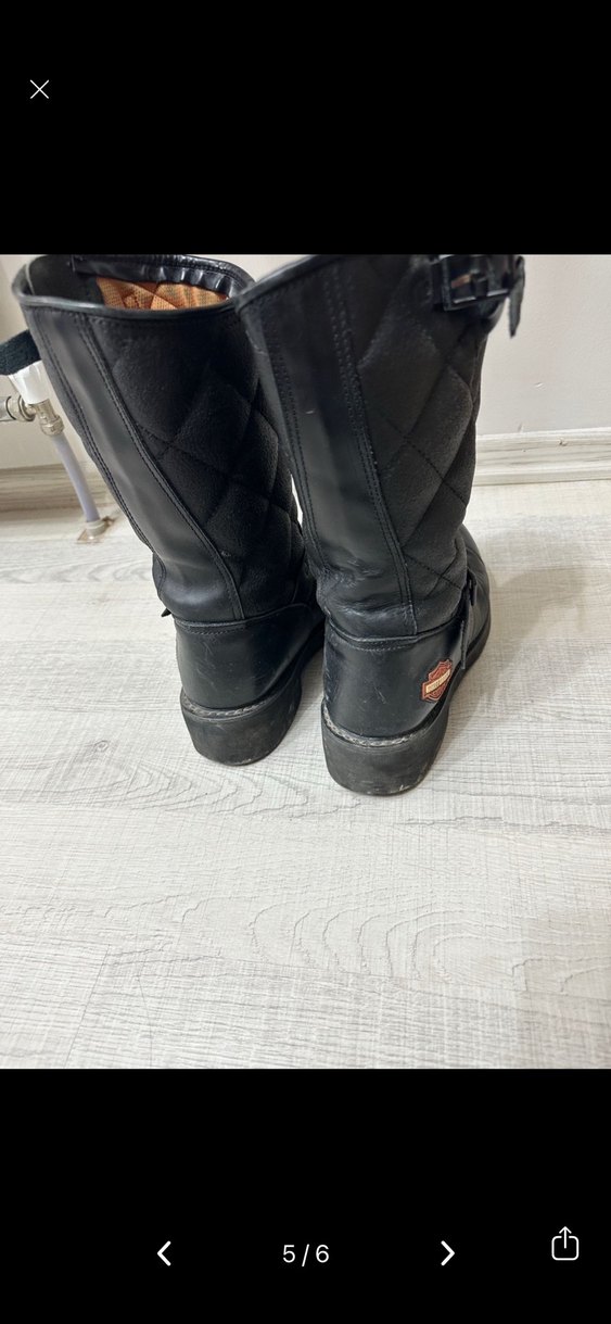 Siyah Deri Harley-Davidson Biker Botlar - Görsel 5