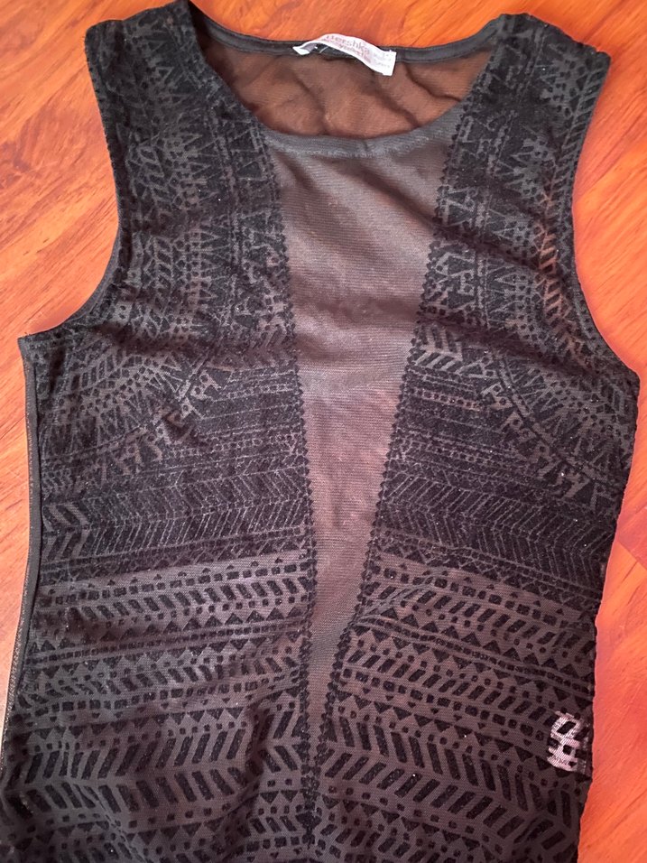 Dantel Detaylı Siyah V Yaka Uzun Kadın Body - Görsel 2