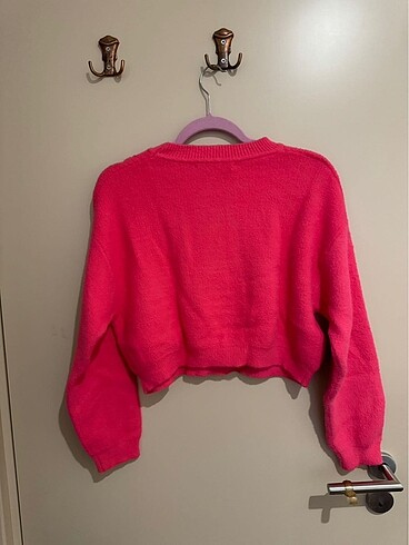 Zara Zara Crop Yumuşak Dokulu Neon Kazak