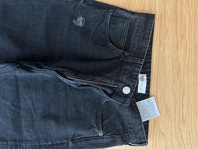 Zara Zara Wide Leg Siyah Yüksek Bel Pantolon Yırtmaç Jean