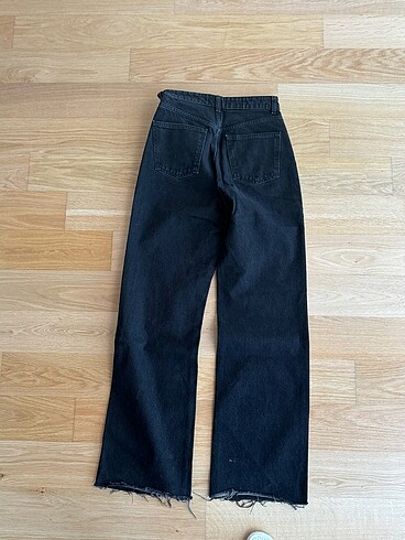 40 Beden siyah Renk Zara Wide Leg Siyah Yüksek Bel Pantolon Yırtmaç Jean
